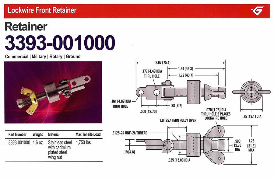 3393-001000 Lockwire Front Retainer