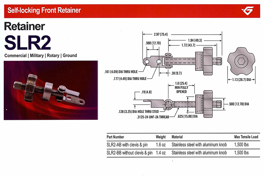 SLR2 Self-Locking Front Retainer