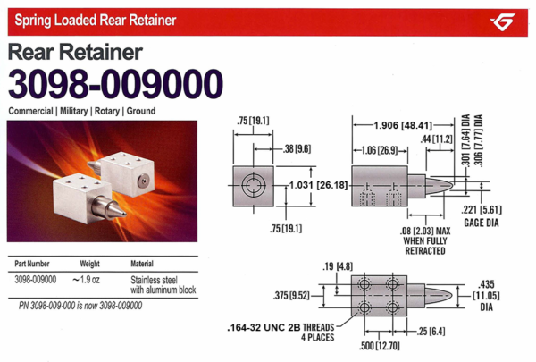 3098-009000 Spring Loaded Rear Retainer